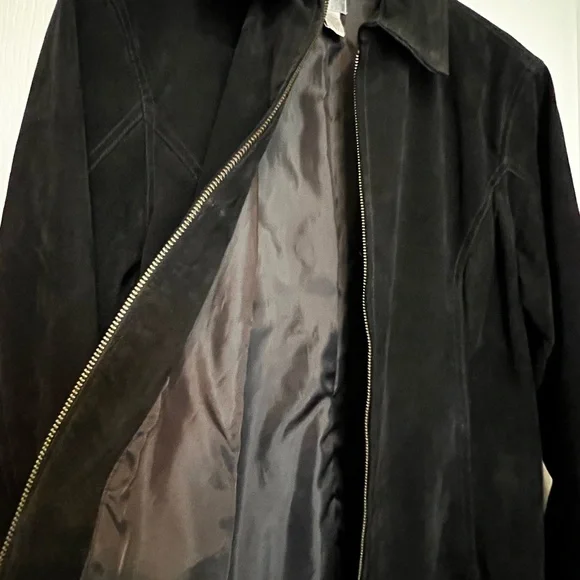 Chico’s Black suede leather jacket size 2 (12-14) - Picture 3 of 7
